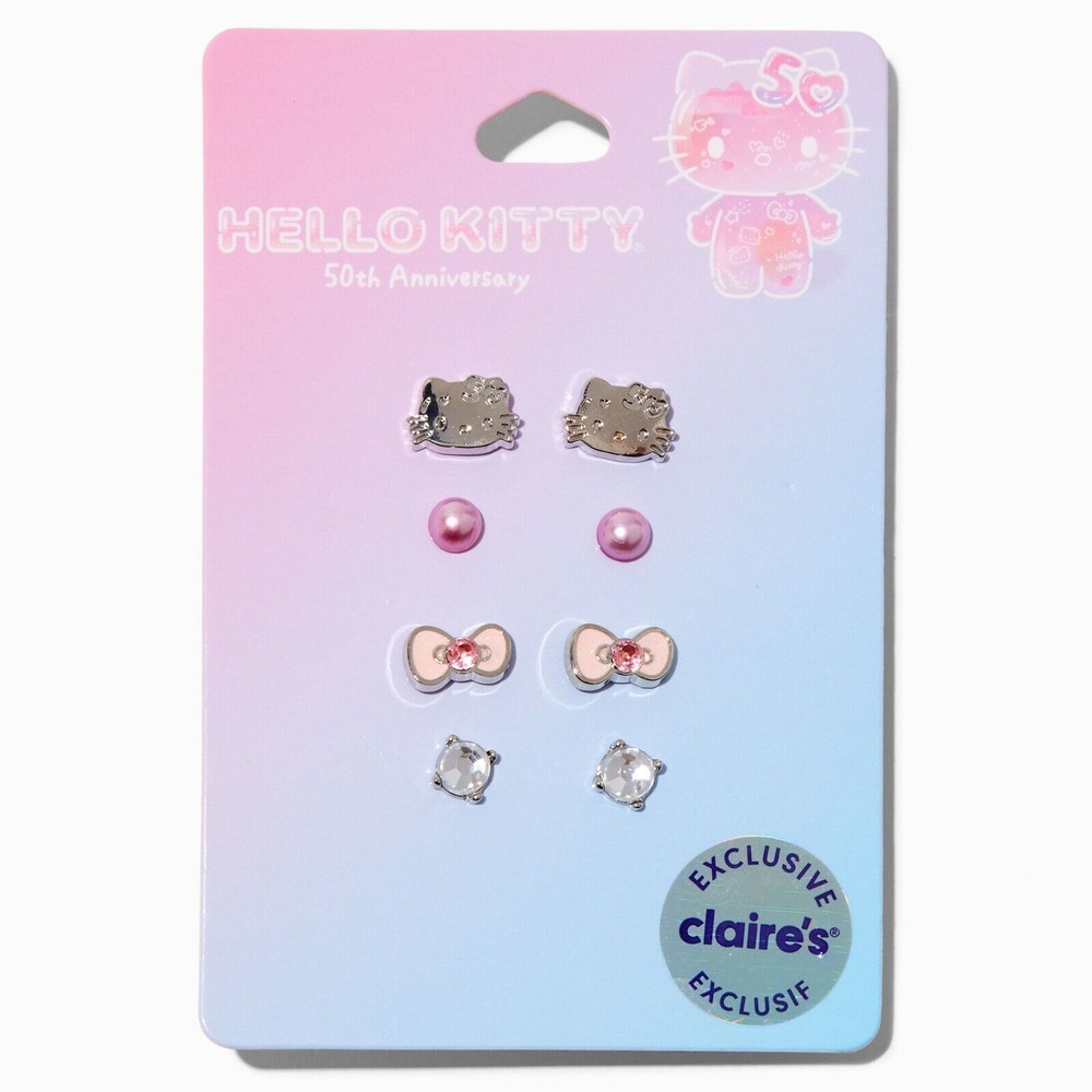 4‎ Pc Set Sanrio Hello Kitty 50th Anniversary Claire's Exclusive Earring